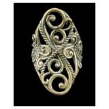 DESIGNER CAROLYN POLLACK STERLING FILAGREE RING;