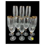 SET OF 10 BOHEMIA CRYSTAL UNMARKED CHAMPAGNE