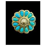 NAVAJO DESIGNER RUNNING BEAR STERLING TURQUOISE