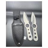 2 STAINLESS THROWING KNIVES WITH SHEATH