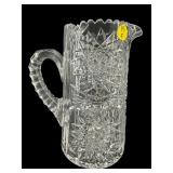 TALL ANTIQUE ABP CUT CRYSTAL PITCHER
