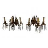 2 ORNATE 3 LIGHT PRISM WALL SCONCES