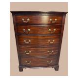 MAHOGANY BOW FRONT 5 DRAWER CHEST