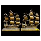 PR OF SOLID BRASS CLIPPER SHIP BOOKENDS