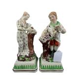 PR OF PORCELAIN PEARLWARE FIGURINES