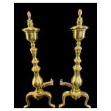 PAIR OF BRASS REGENCY STYLE ANDIRONS