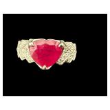 PLATINUM RARE BURMESE RUBY & DIAMOND RING