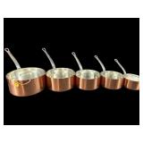 SET OF 5 FRENCH GRADUATED COPPER AND IRON HANDLE