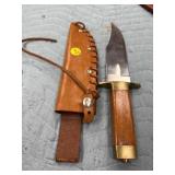 BRASS AND WOOD FIXED BLADE KNIFE