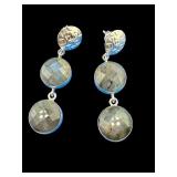 DESIGNER JAY KING STERLING LABRADORITE EARRINGS;