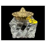 VIRGINIA METALCRAFTERS BRASS AND CRYSTAL INKWELL