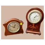 2 PC LOT MAHOGANY INLAID CLOCKS