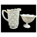 2 PC LOT WESTMORELAND MILK GLASS