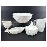 5 PC LOT IMPERIAL SATIN MILK GLASS