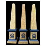 3 EBONIZED PAINT DECORATED OBELISKS