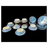 27 PC OF BLUE LUSTERWARE