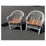 2 OLDER WICKER ARM CHAIRS