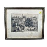 PARISIAN STREET SCENE ENGRAVING SIGNED ON BOTTOM