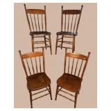4 PRESSED BACK SPINDLE BACK CHAIRS