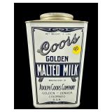 ADOLPH COORS CO GOLDEN MALTED MILK TIN WITH LID