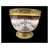 SMALL SEVRES STYLE PORCELAIN ORNATE GOLD FOOTED