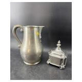 2 PC LOT WILLIAMSBURG STIEFF PEWTER PITCHER & MMA