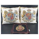 3 PC LOT  JACQUARD WOVEN ROYAL COAT OF ARMS
