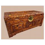 CHINESE HEAVY CARVED CAMPHOR WOOD TRUNK