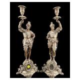 2 ANTIQUE SPELTER SIGNED L.S.F ORNATE FIGURAL