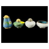 4 PC LOT CLOISONNE SALT AND PEPPER SHAKERS AND