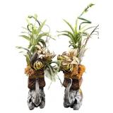 PR RESIN SITTING ELEPHANT FAUX PLANT STANDS