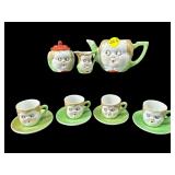 11 PC SET PORCELAIN GOOGLY EYED MINIATURE TEA SET