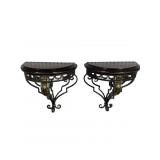 2 MAITLAND SMITH LEATHER AND BRASS IRON DECORATOR