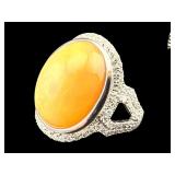 PLATINUM NATURAL OPAL & DIAMOND RING