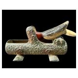 ANTIQUE METAL WOODPECKER TOOTHPICK HOLDER
