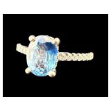 18K WHITE GOLD SAPPHIRE & DIAMOND RING