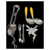 SILVER PLATE SPOON BROOCH POCKET. WATCH CHAIN