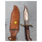BRASS AND WOODEN BOWIE KNIFE