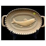 EMBOSSED FISH LEATHER LACED TERRACOTTA PLATTER