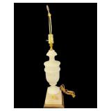 HEAVY ALABASTER AND BRASS BASE TABLE LAMP