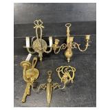 BOX LOT BRASS CANDELABRAS TRIVET