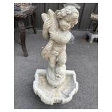 CONCRETE CHERUB WITH FISH FOUNTAIN