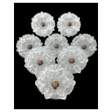 LOT OF 8 FROSTED CRYSTAL FLOWER CURTAIN TIE BACKS