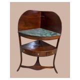 19TH CENT. MAHOGANY MARBLE TOP CORNER STAND