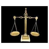 BRASS AND MARBLE BALANCING SCALE