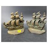 PR OF SMALL CLIPPER SHIP BRASS BOOKENDS