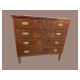 19TH CENTURY FLAME MAHOGANY 4 DRAWER CHEST