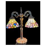 TIFFANY STYLE DOUBLE LIGHT TABLE LAMP