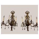 2 ORNATE BRASS PRISM SCONCES