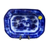 STONEWARE P.W & C. ANTIQUE FLOW BLUE RECTANGLE